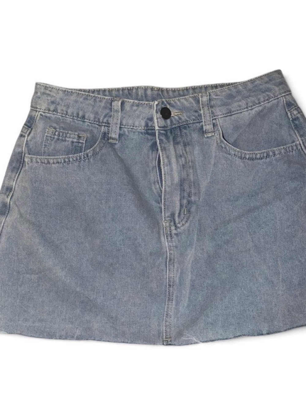 Light Blue Denim A-Line Mini Skirt